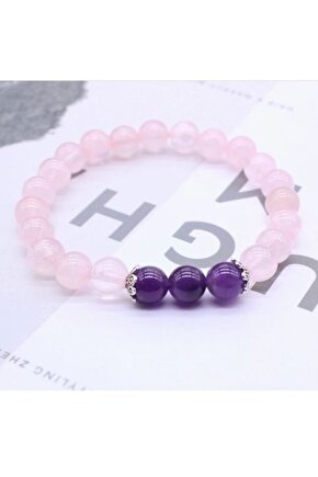 Ametis & Pembe Kuvars Bileklik