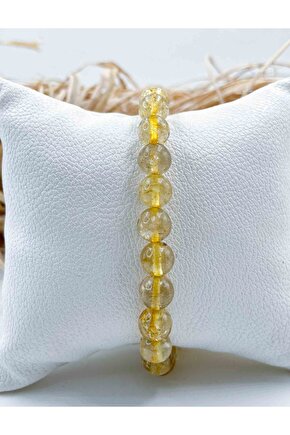 Gold Beril Doğal Taş Bileklik 8 Mm