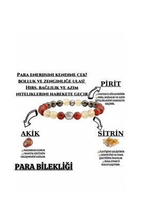 Para Bereket Bolluk Zenginlik Doğal Taş Unisex Bileklik