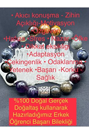 Sertifikalı Erkek Öğrenci Doğaltaş Başarı Bilekliği