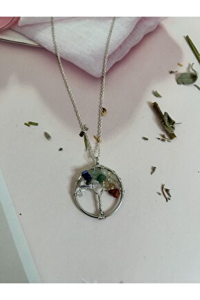 Doğal Çakra Taşları Hayat Ağacı Kolye