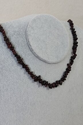 Sertifikalı Lal Granat Garnet Kırıktaş Doğaltaş Kolye