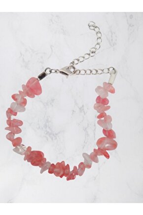 Kırık Taş Bileklik Gül Kuvars