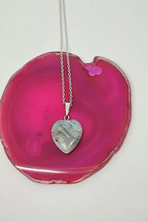 Sertifikalı Labradorit Kalp Doğaltaş Kolye