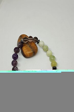 Apatit, Ametist, Kaplan Gözü, Lal Granat, Madagaskar Akik, Hematit Doğal Taş Bileklik 6