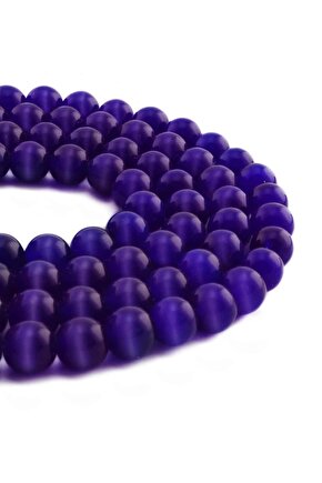 Kedi Gözü Doğal Taş Parlak Lacivert Küre Kesim 10mm Dizi [b ]