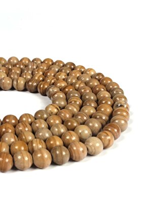 Ağaç Jasper Doğal Taş Parlak Küre Kesim 8mm Dizi [AA]