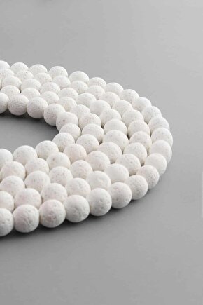 Lav Taşı Doğal Taş Mat Beyaz Küre Kesim 8mm Dizi [AA]