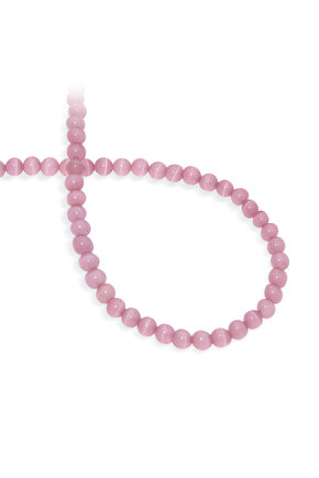 Kedi Gözü Doğal Taş Parlak Pembe Küre Kesim 6mm Dizi [B+]