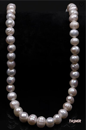 İnci Doğal Taş Kolye 7 mm Küre Kesim