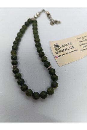 DOĞALTAŞ TESPİH  KOYU YEŞİM TAŞI TESPİH-1044