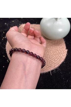 Şifalı- Garnet (Lal) Doğal Taş Bileklik 8 mm – Enerji ve Tutku Taşı - sertifikalı
