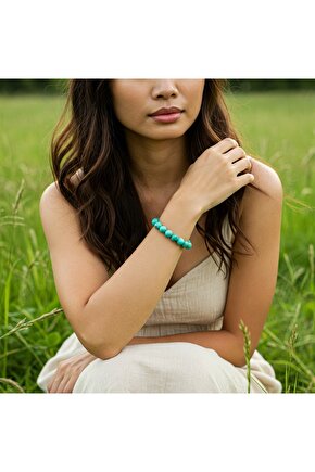 Turkuaz doğal taş bileklik 8mm Özel Tasarım