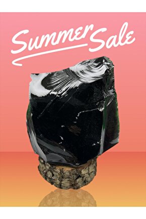 OBSİDYEN STANDLI KAYA(EJDERHA CAMI)(SERTİFİKALI)