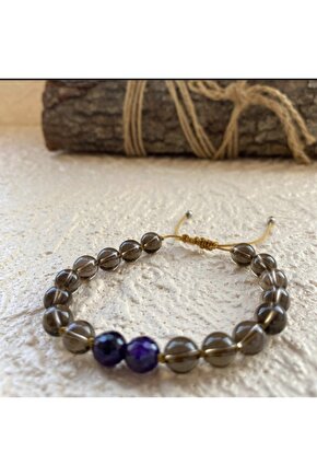 18 Li Mala Bileklik Dumanlı Kuvars & Ametist