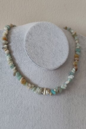 Sertifikalı Amazonit Kırıktaş Doğaltaş Kolye