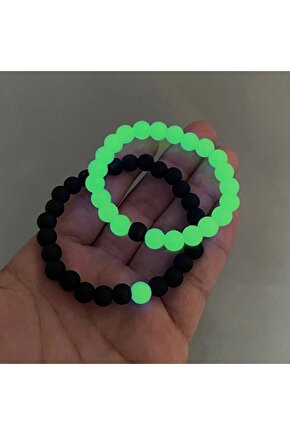 Karanlıkta Parlayan Kedigözü Ve Oniks Doğaltaş Sevgili Bilekliği