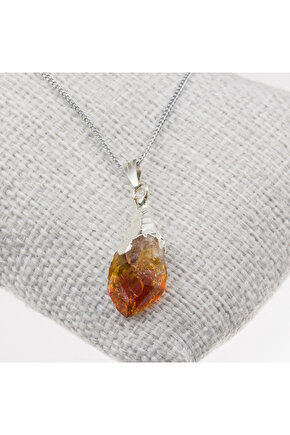 Sitrin Taşı Kolye-Kararmaz Zincirli