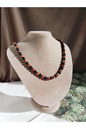 TİBET AKİK & SİYAH ONİKS DOĞAL TAŞ ERKEK KOLYE