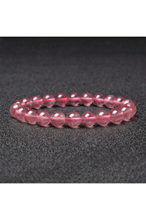 Sertifikalı Şeffaf Gül Kuvars Taşı Bileklik