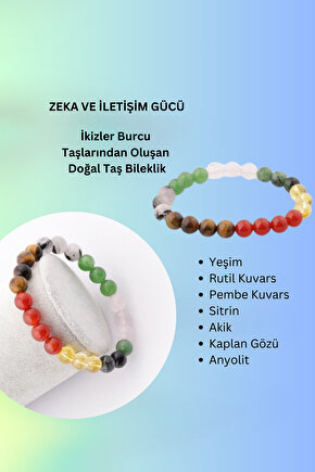 -ZEKA VE İLETİŞİM-İkizler Burcu Taşlarından Oluşan Doğal Taş Bileklik