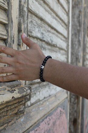 Akik Nal Figürlü Ön Aksesuarlı 8 Mm Küre Kesim Bileklik