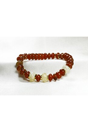 Kırmızı Akik ve Sitrin Doğal Taş Kadın Bileklik