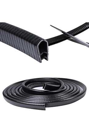 PM-26301 U Tip Araç Kapı Çarpma Çizik Engelleyici Koruyucu 5 Metre Şerit Siyah