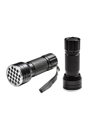 UV IŞINLI 21 LEDLİ 10 CM METAL KASA PİLLİ EL FENERİ (2818)