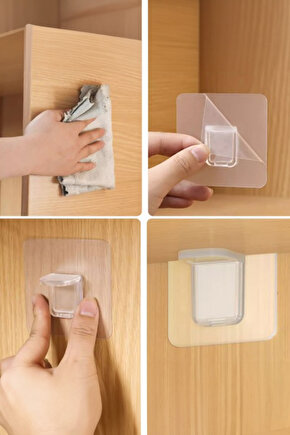 Kendinden Yapışkanlı Raf Tutucu Şeffaf 4 Adet Köşe Tutucu