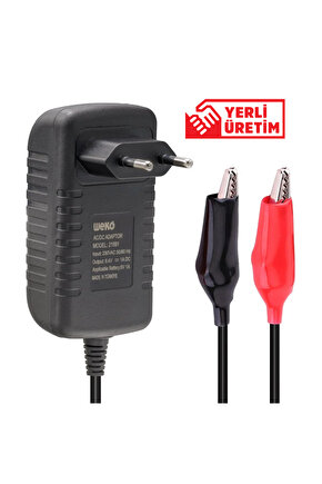 DXT WEKO 8.4 VOLT 1 AMPER KROKODİL UÇLU KIRMIZI YEŞİL LEDLİ YERLİ ÜRETİM AKÜ ŞARJ CİHAZI (OUT:6V 1