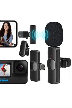 Magıcvoıce K8 Kablosuz Type-c Vlogger Yaka Mikrofonu Android, Gopro, Osmo Actıon, Iphone, Ipad