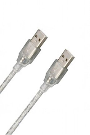 Şeffaf USB Erkek-Erkek 1.5m Kablo – Bilgisayar ve Cihaz Bağlantı Kablosu