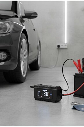 12V Max 6A Siyah LCD Göstergeli Akıllı Akü Şarj Cihazı | Otomatik Kuru, Jel ve Asit Akü Şarj Aleti