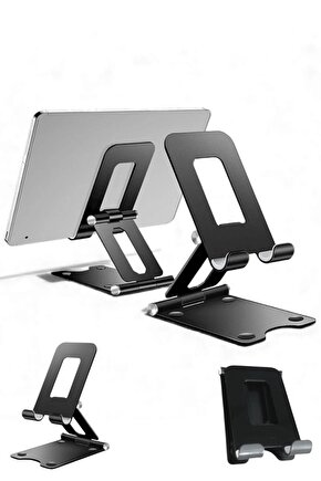 Katlanabilir Metal Masaüstü Telefon Standı – Ayarlanabilir Açı, Kaymaz Taban