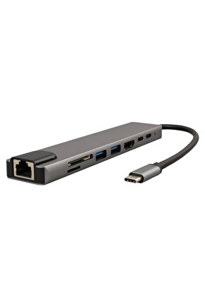 TYPE-C 8IN1 HDMI COK FONKSIYONLU USB 3.0 DOCK STATION (4172)