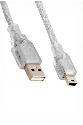 UK55 - USB 2.0 Şeffaf Kablo (5 Metre, USB A - Mini 5 Pin)