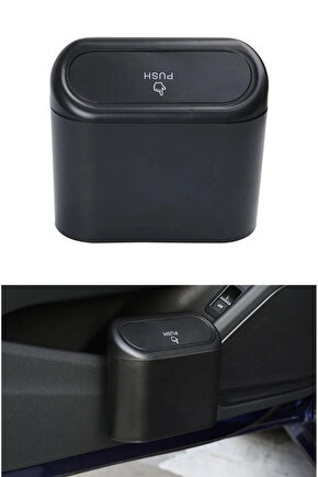 Araba Çöp Kutusu Siyah Portatif Araç İçi Taşınabilir Kapaklı Organizer Çöp Kovası