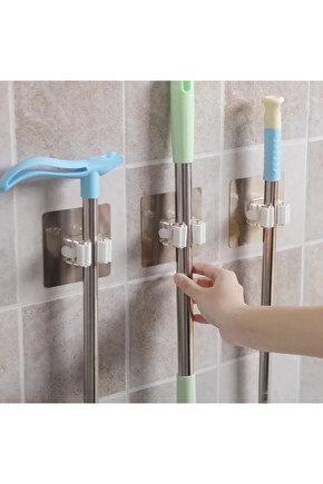 2 Adet Duvara Monte Mop Ve Paspas Tutucu Gold