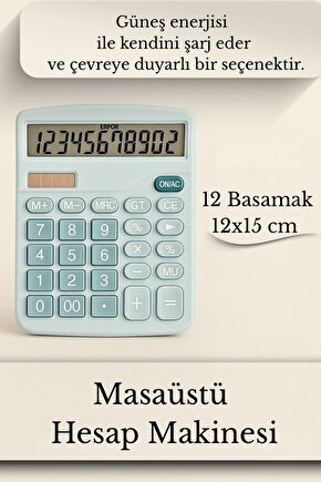 Güneş Enerjili Masaüstü Hesap Makinesi – 12 Basamaklı
