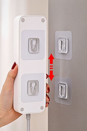 Ayarlanabilir Çift Taraflı Yapışkanlı Askı Aparatı Duvar Kancası Askı Tutucu - 2 ADET (2 ÇİFT )