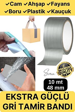 Çok Amaçlı Su Geçirmez Sızdırmaz Dayanıklı Izole Gri Tamir Bandı 48 Mm 10 Mt 1 Adet - EGC-153
