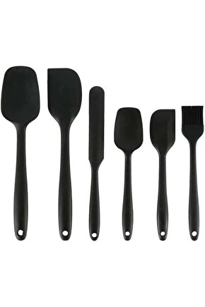 6 Lı Takım Yanmaz Yapışmaz Mutfak Pasta Slikon Yumurta Fırçası Kaşık Bıçak Spatula Seti