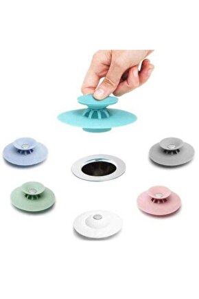 Lavabo Tıpası Ve Süzgeç Silikon Lavabo Süzgeci Tıkanma Önleyici