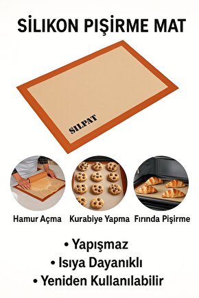 Yapışmaz Silikon Pişirme Matı – Hamur Açma, Kurabiye ve Fırın İçin