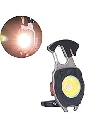 ELZ Çok Fonksiyonlu Mini Çalışma Işığı Çakmak Özellikli LED Anahtarlık El Feneri 3 Işık