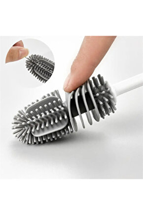 Silikon Kaliteli Yeni Nesil Uzun Saplı Şişe Bardak Kavanoz Matara Biberon Emzik Yıkama Fırçası 1 Ad