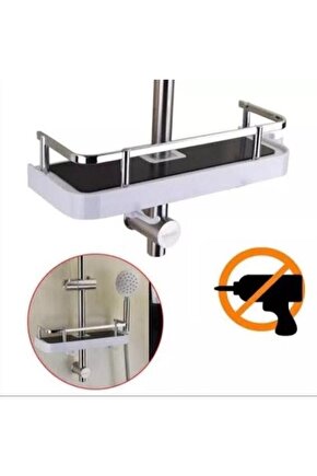 Robot Ve Sürgülü Duş Seti Sabunluk Şampuanlık Liflik Lüx Kromajlı Banyo Organizer