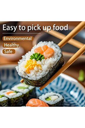 ezlgrup Yemek Çubuğu Japon Çin Bambu Chopstıck Trebent Yıkanabilir Yeni ezltrndy 971895