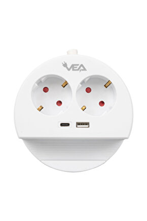 Vea Ve- G1102c 2li Usb + Type-c Girişli Telefon Standlı 1.5 Metre Grup Priz